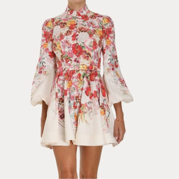 Zimmermann Dresses & Skirts - New Zimmerman Wonderland Buttoned Mini Dress In Elka Poppy Ivory Border Size 1